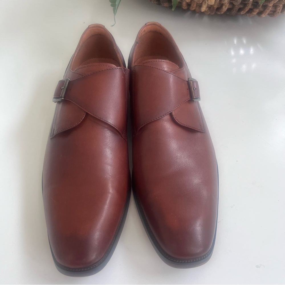 Florsheim Sorrento Monk Strap loafers shoes Cognac Brown Sz 13M Plain Toe EUC!